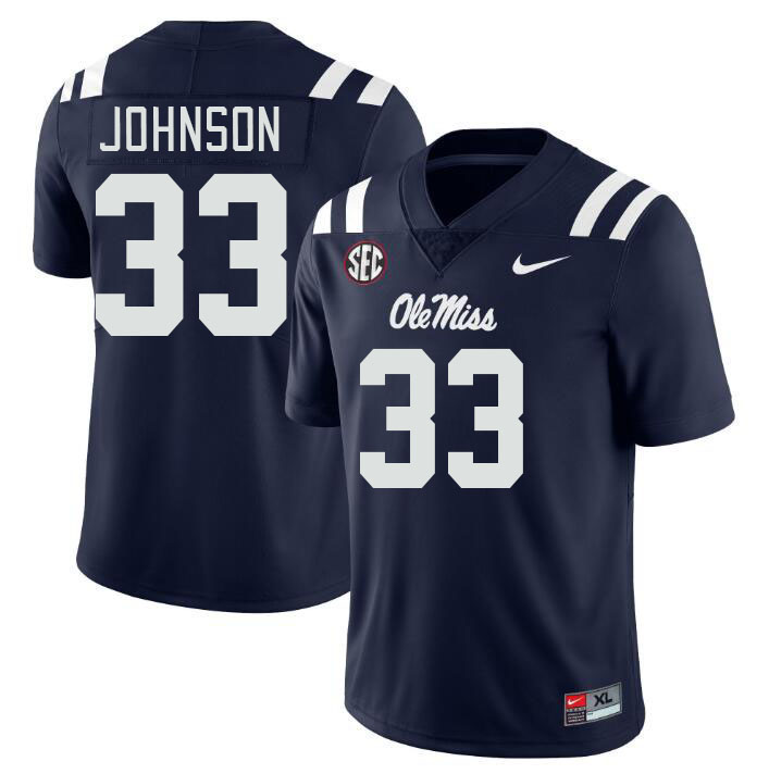 Ole Miss Rebels #33 Antione Johnson College Football Jerseys Stitched Sale-Navy